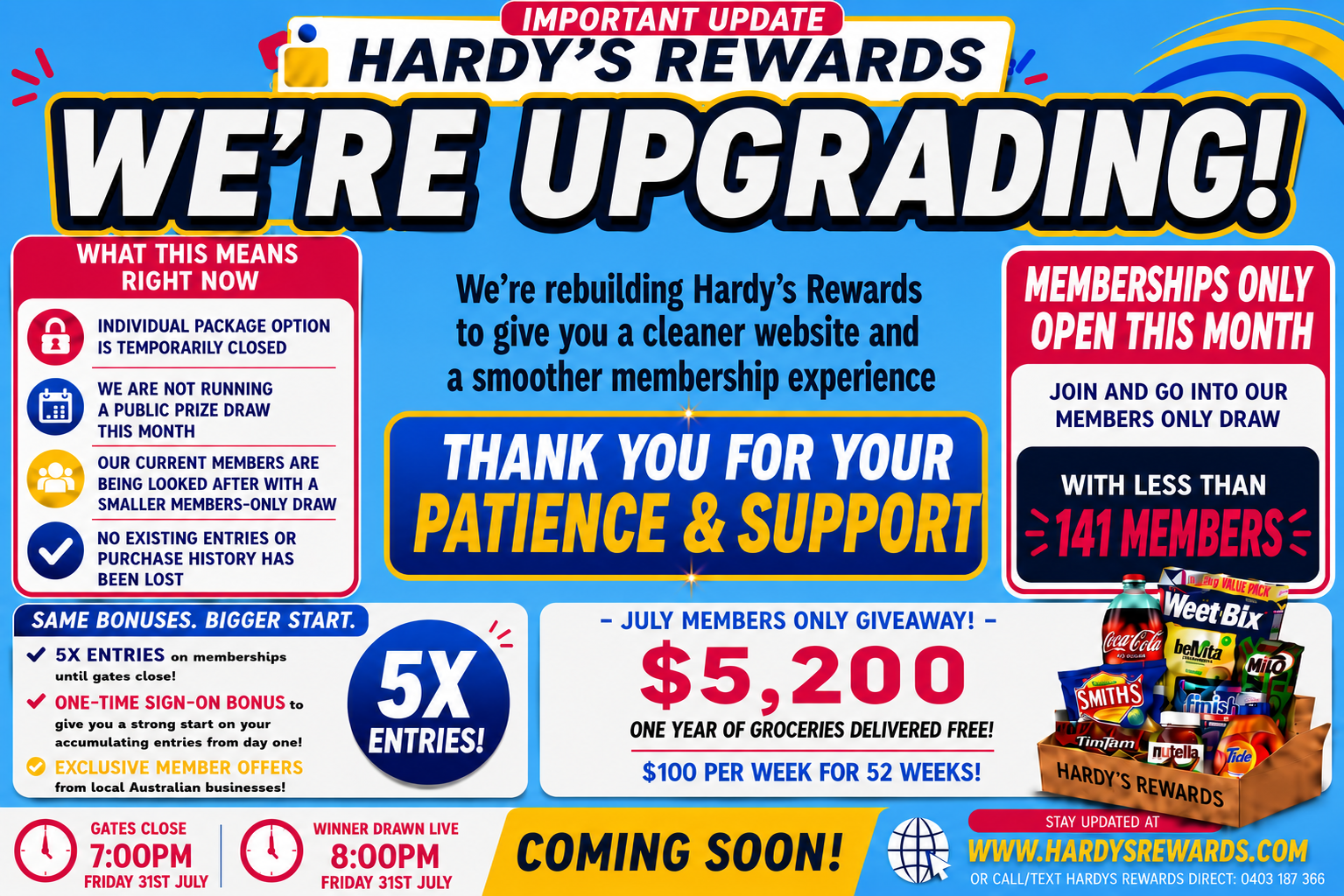 Win a year of groceries in a member-only giveaway.