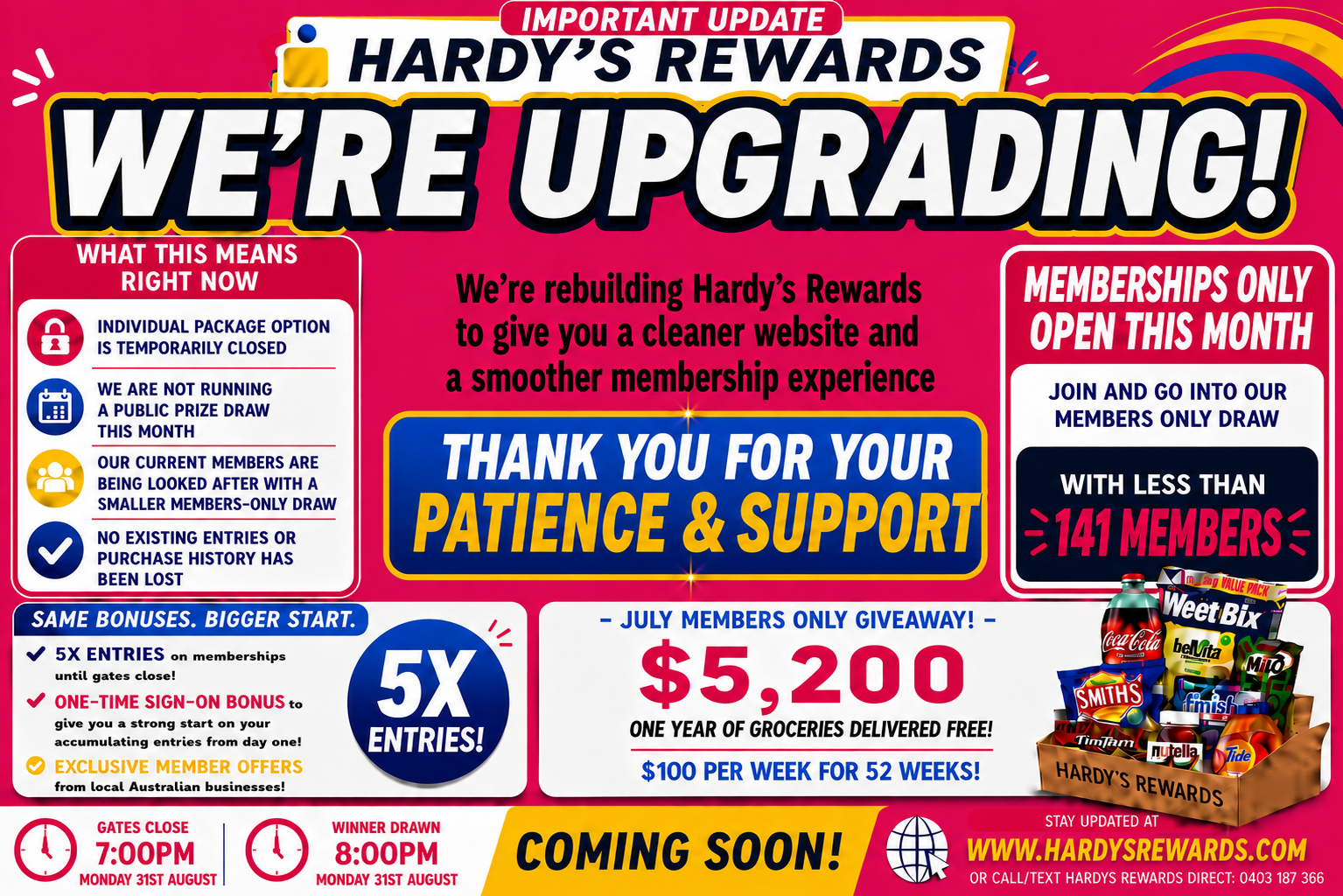 Win a year of groceries in a member-only giveaway.